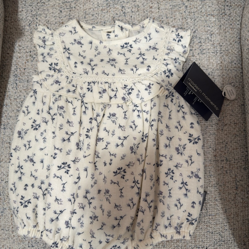 Modern Moments Floral Baby Blouse - White and Blue